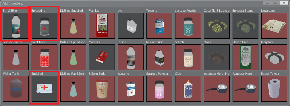 Chem Table Ingredients Meth