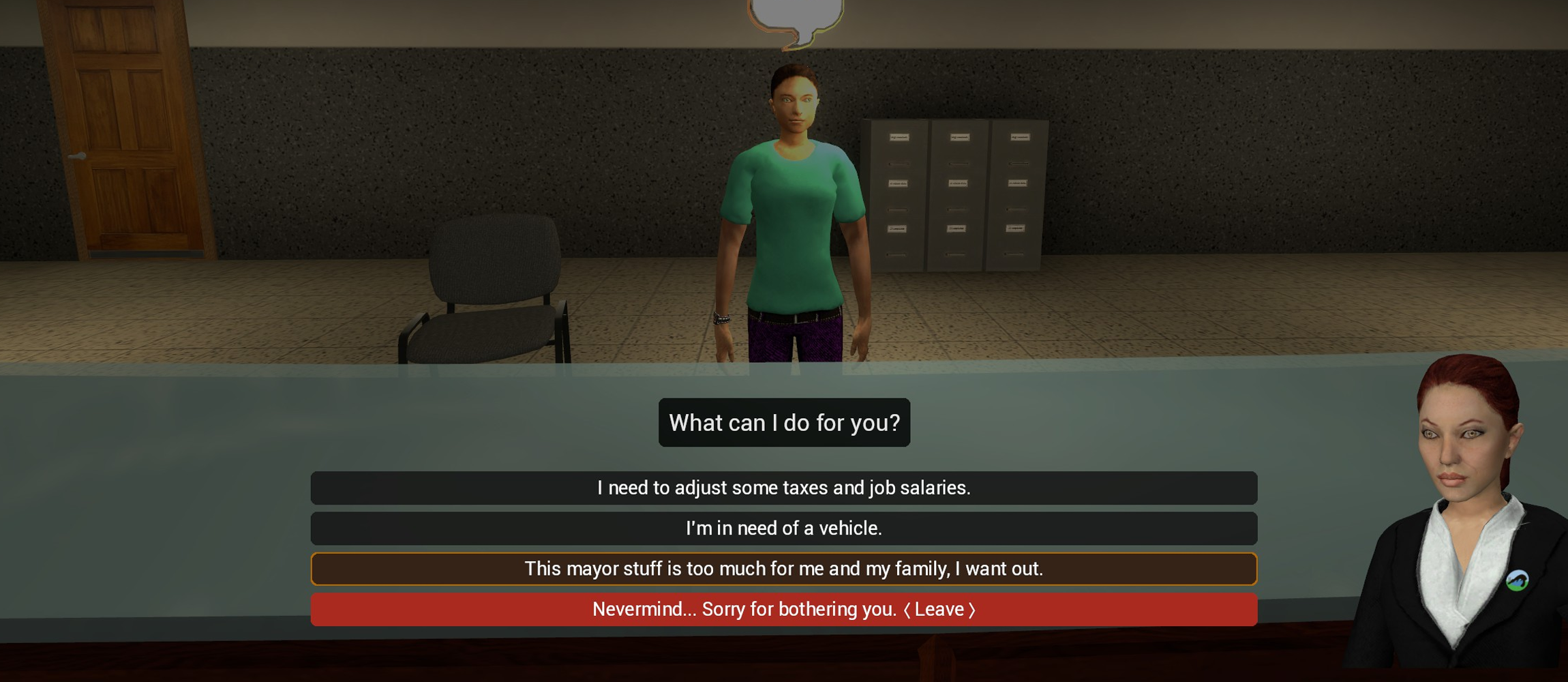 Mayor NPC Menu
