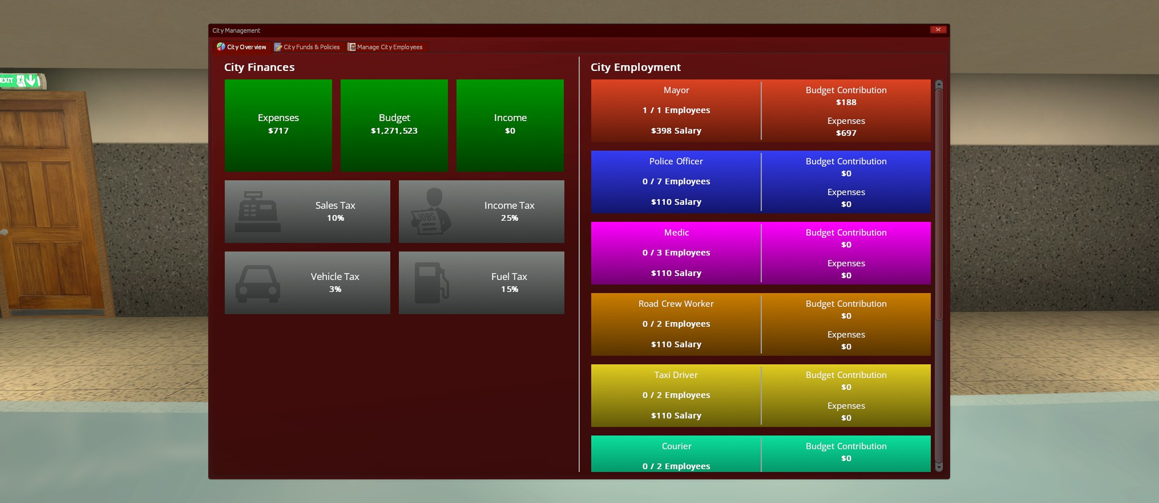 Mayor Overview UI