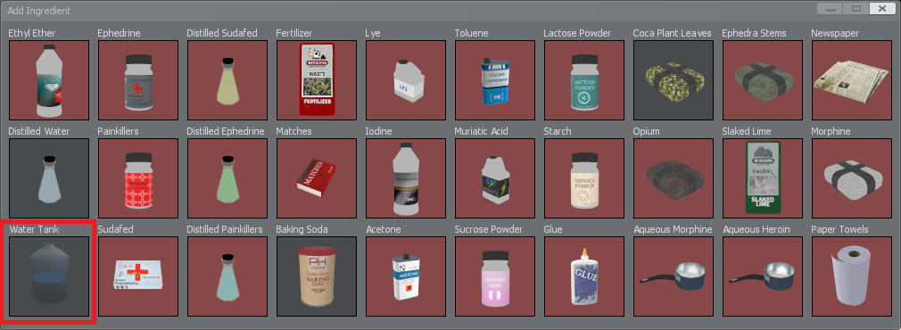 Chem Table Ingredients Meth